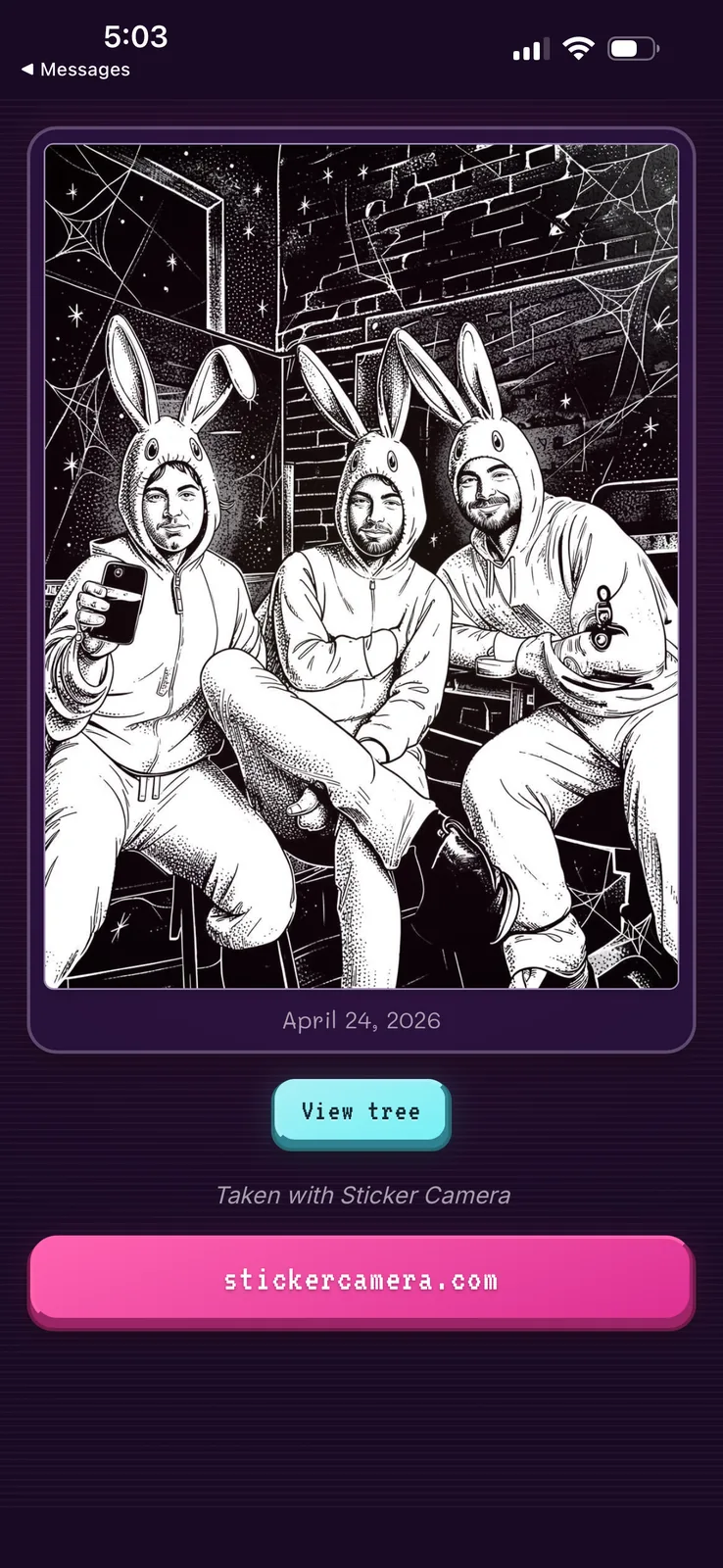 Bunny group artwork shown on its phone gallery page